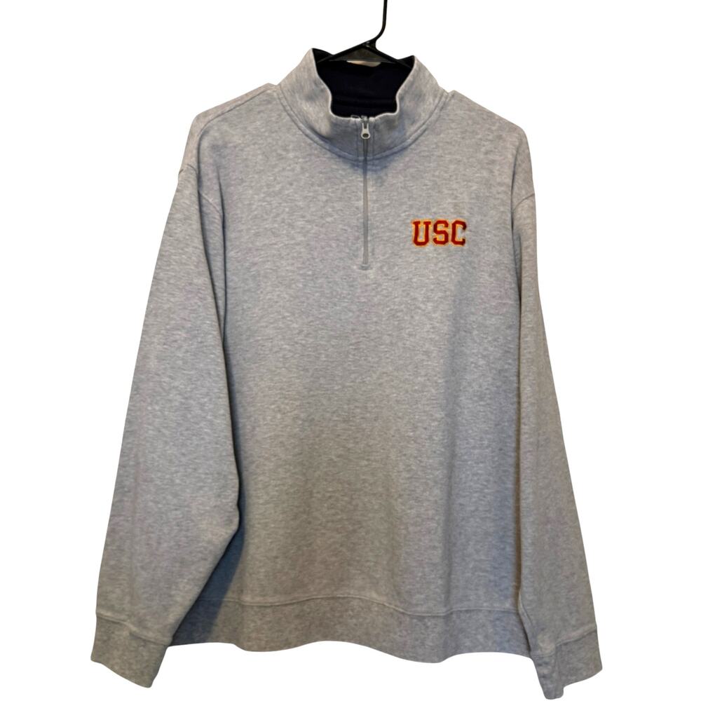 Vineyard Vines USC Pullover Quarter Zip Sweatshirt Gray Mens XL